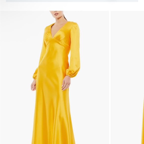 Elegant Yellow Satin Dress - Picture 2 of 11